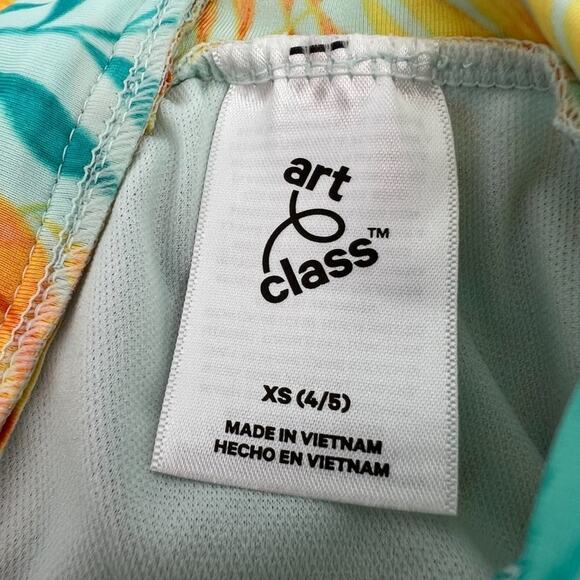 Art Class Girls Cap Sleeve Leaf Print One Piece Swimsuit Multi XS (4/5) NWT - Picture 7 of 7